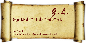 Gyetkó Lóránt névjegykártya
